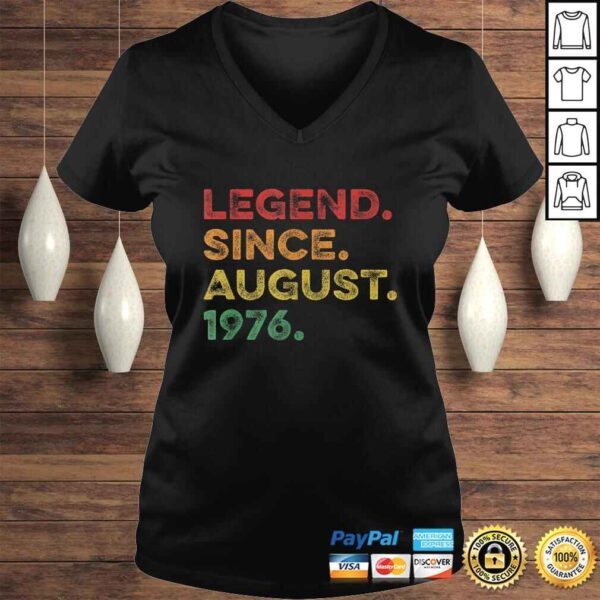 Vintage Legend August 1976 44 Years Old 44th Birthday V-Neck T-Shirt - Image 2