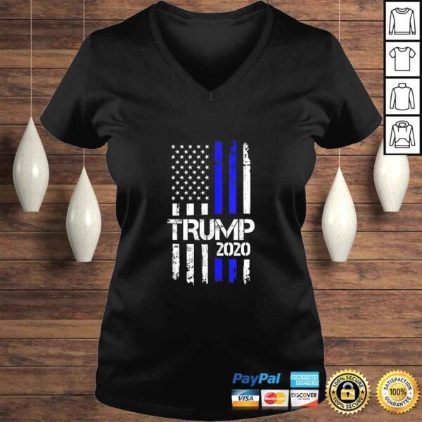 Vintage Thin Blue Line Trump 2020 American Flag TShirt - Image 2