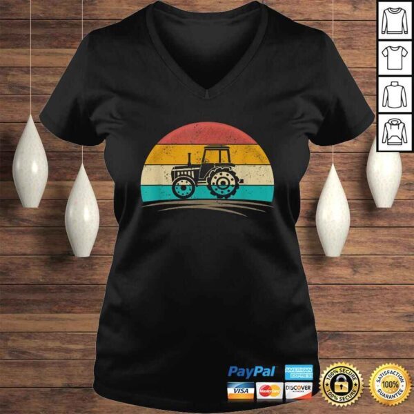 Vintage Tractor Ranch Retro 70s Distressed Farmer Men Women V-Neck T-Shirt - Image 2