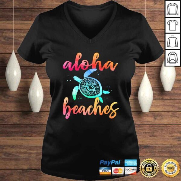 Watercolor Aloha Beaches Turtle Shirt Hawaiin Sea Turtles T-shirt - Image 2