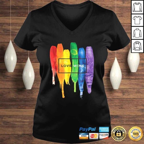 Watercolor Love Wins Rainbow Paint Typographic Shirts - Image 2