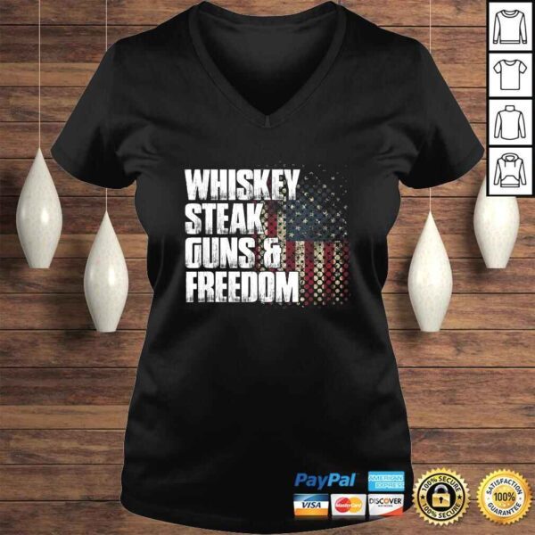 Whiskey Steak Guns & Freedom Patriotic Flag Tee Shirt - Image 2