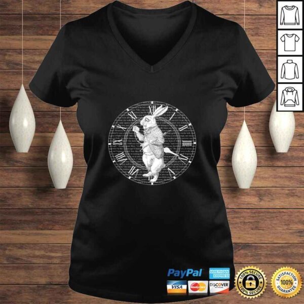 White Rabbit Vintage Clock Steampunk TShirt Gift - Image 2