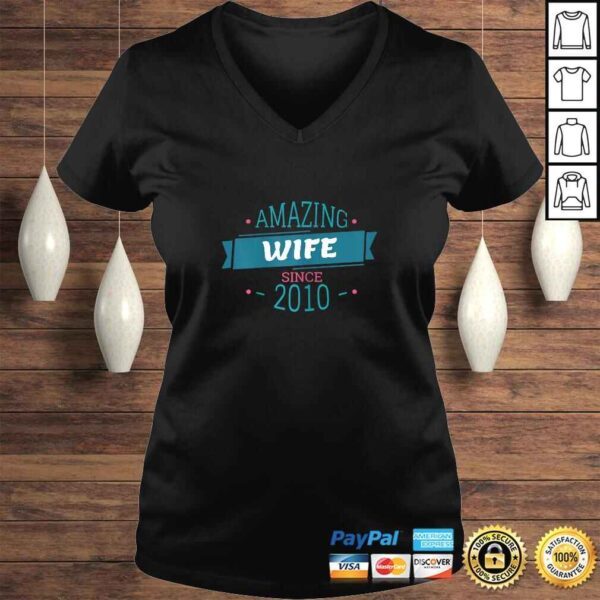 Womens 10 Years Anniversary Amazing Wife Since 2010 Wedding Gift TShirt - Image 2