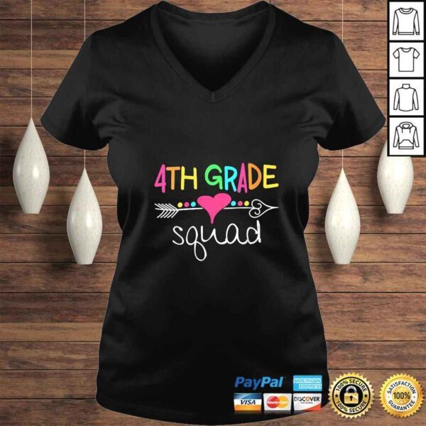 Womens 4th Grade Squad Fourth Teacher Student Team Back To School VNeck Shirt - Image 2