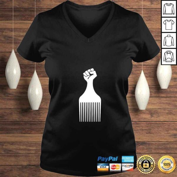 Womens Afro Pick tee Afro Hair Pick Raised Fist TShirt - Image 2