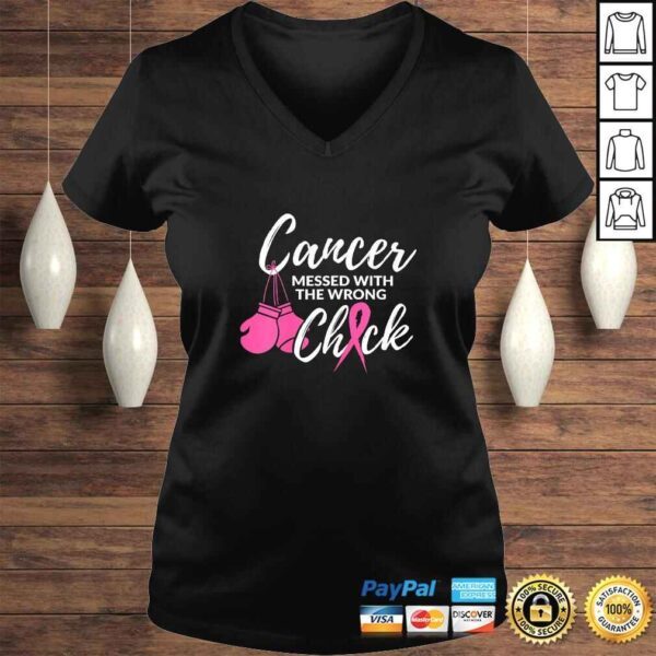 Womens Cancer Messed With The Wrong Chick Awareness Fighter Girl TShirt - Image 2