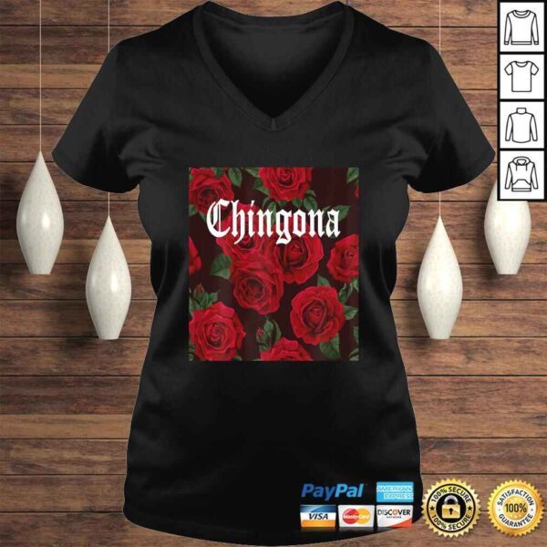 Womens Chingona Red Roses Women Shirt - Image 2