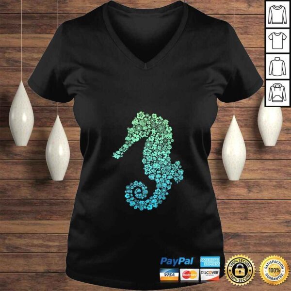 Womens Cute Blue Sea Animal of Floral Plant Flowers Gift - Seahorse TShirt - Image 2