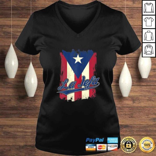 Womens La Jefa Puerto Rico Flag Shirt For Puerto Rican Women Camisa - Image 2