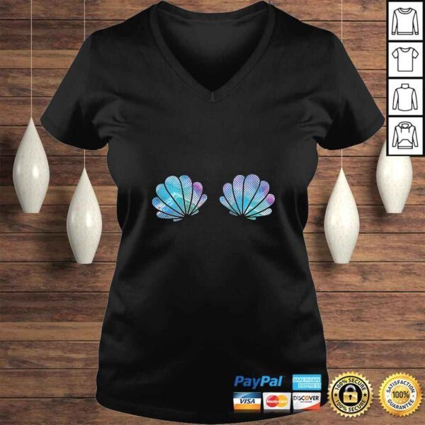 Womens Purple Blue Mermaid Sea Shell Bra Costume Gift TShirt - Image 2