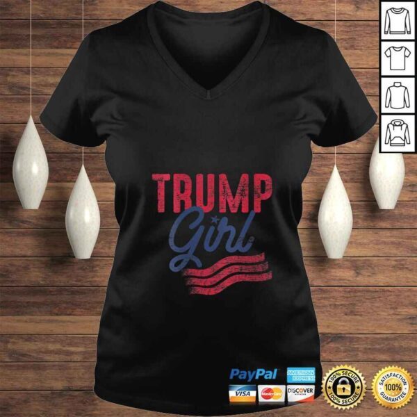 Womens USA Flag 2020 Election Gifts Girl Donald Trump VNeck TShirt Gift - Image 2