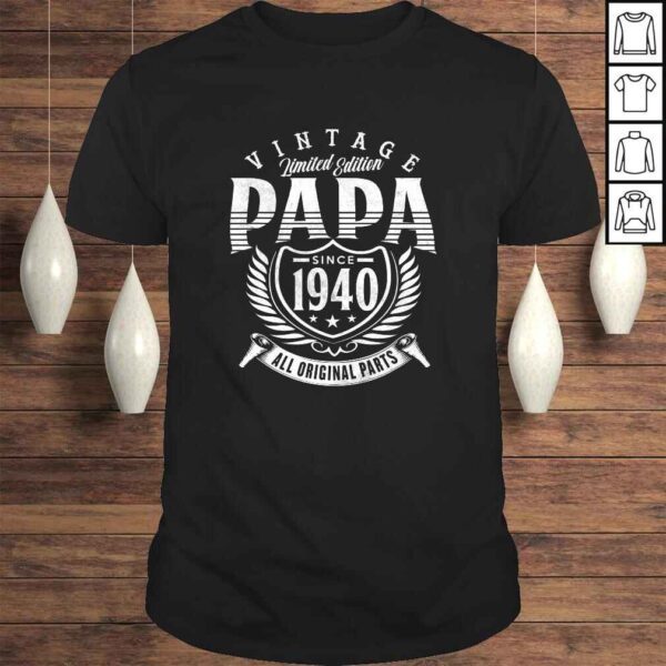 Vintage 80th Birthday Papa Gift Since 1940 Dad V-Neck T-Shirt