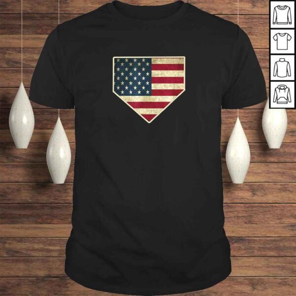 Vintage American Flag Baseball Shirt Home Plate Art Gift