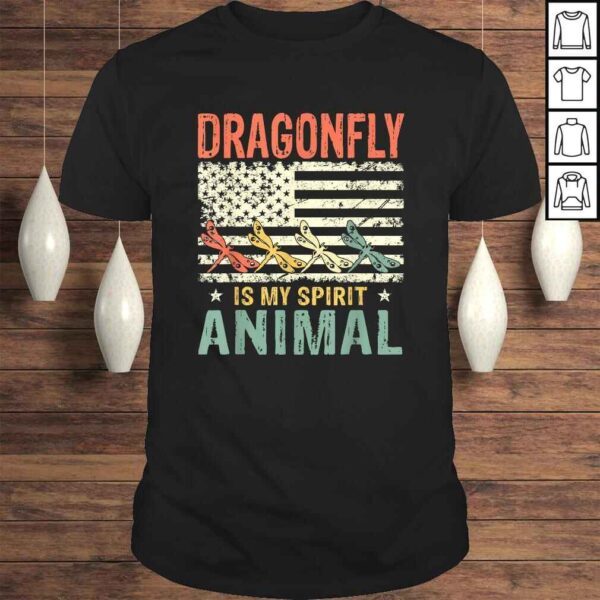 Vintage Dragonfly Is My Spirit Animal American Flag TShirt