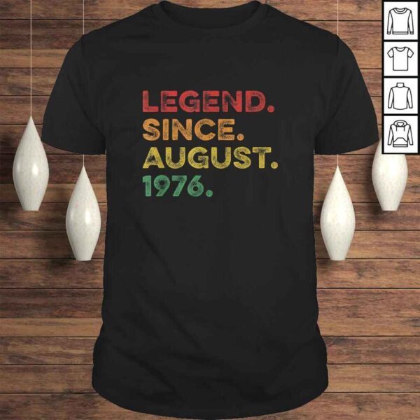 Vintage Legend August 1976 44 Years Old 44th Birthday V-Neck T-Shirt