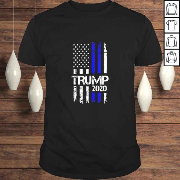 Vintage Thin Blue Line Trump 2020 American Flag TShirt