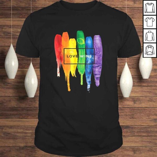 Watercolor Love Wins Rainbow Paint Typographic Shirts