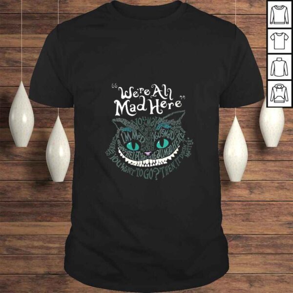 Womens Cheshire Alice Cat Were All Mad Here Wonderland VNeck TShirt