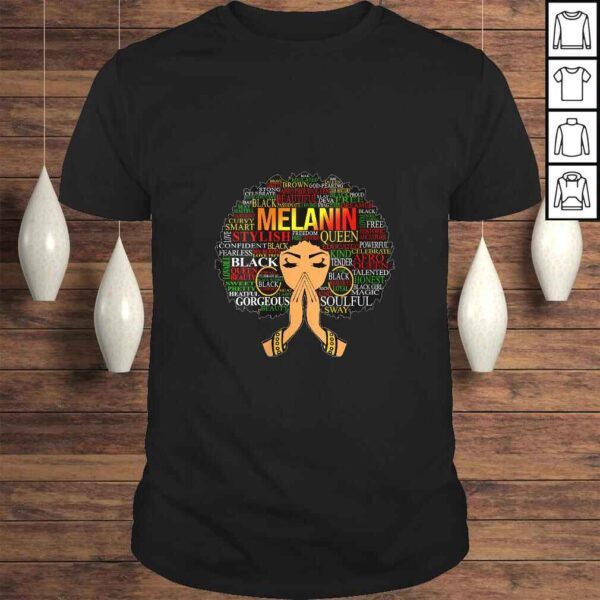 Womens Melanin Words Art Afro Natural Hair Black Woman Queen Gift TShirt