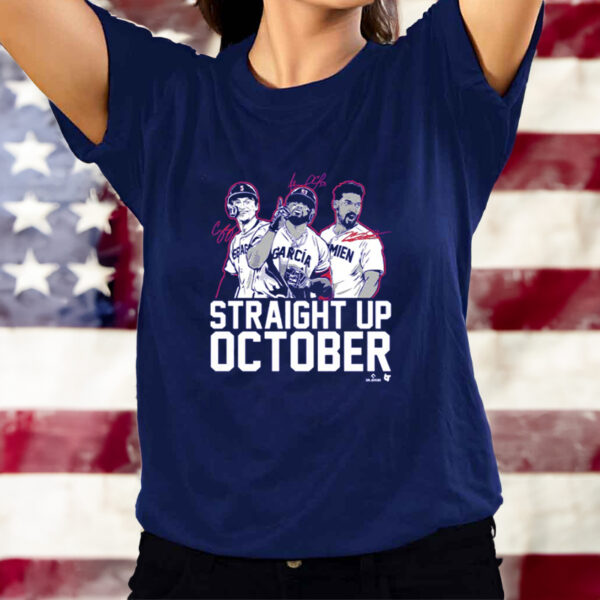 COREY SEAGER MARCUS SEMIEN AND ADOLIS GARCIA STRAIGHT UP OCTOBER T-Shirtt