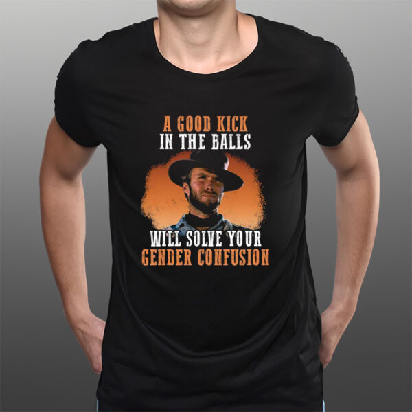 Clinton Eastwood A Good Kick In The Balls Will Solve Your Gender Confusion T-Shirtt