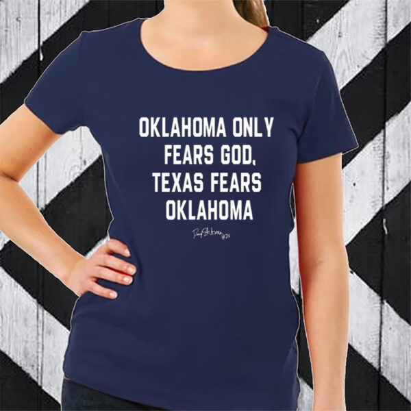 Danny Stutsman 28 Sooners Oklahoma Only Fears God Texas Fears Oklahoma TShirt