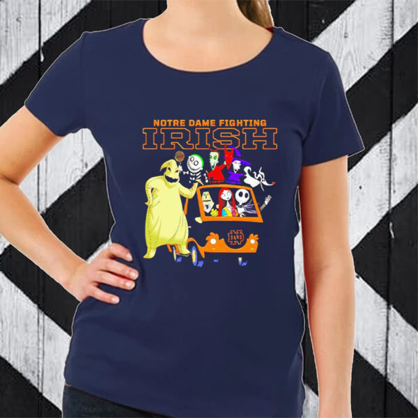 Original The Nightmare Before Christmas Characters Notre Dame Fighting Irish On The Car TShirt