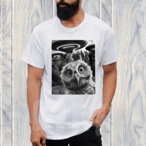 Owl Selfie with UFOs Weird T-Shirt