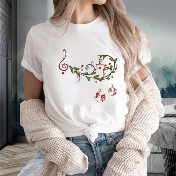 Christmas Music Notes Print Casual Sweat T-Shirts