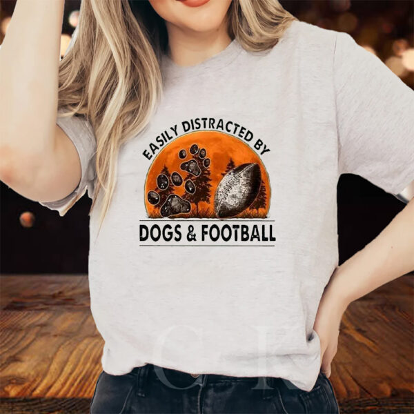 Easily Distracted By Dogs And Football Sweat T-Shirts