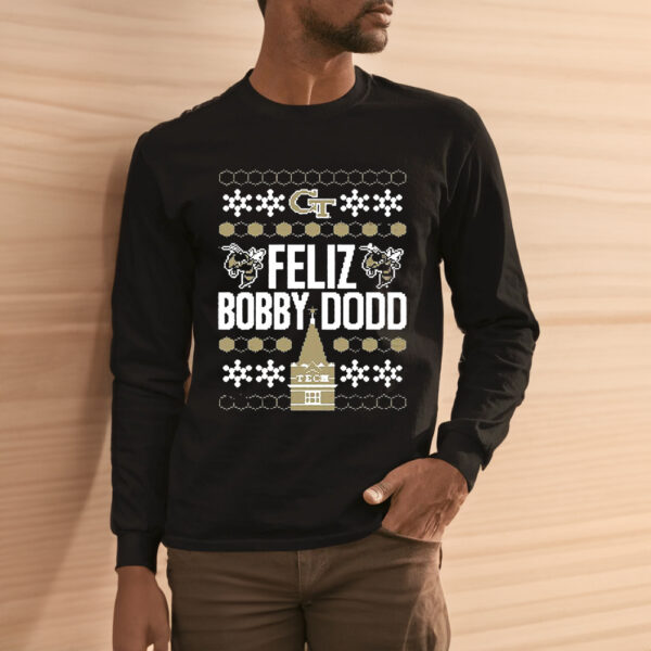 Georgia Tech Feliz Bobby Dodd Ugly Christmas Shirt