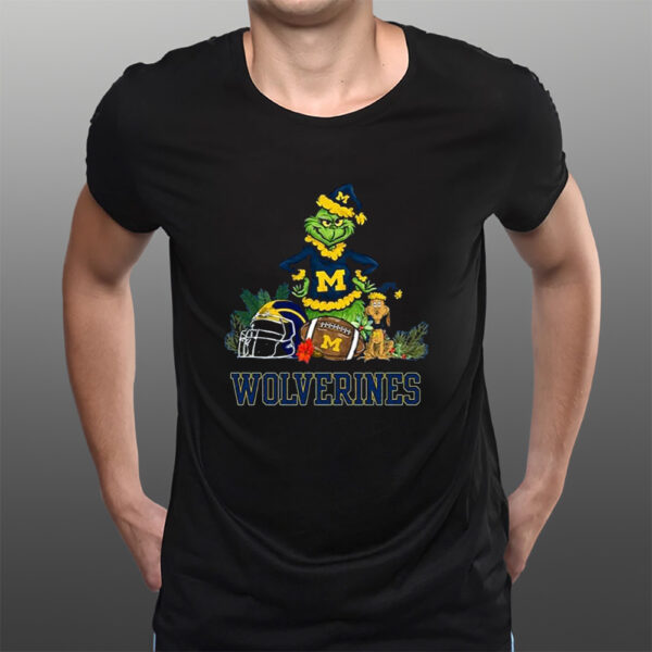 Michigan Wolverines Santa Grinch And Dog Merry Christmas Sweat T-Shirtt