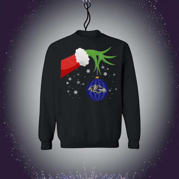 The Grinch Christmas Ornament Baltimore Ravens Hoodie