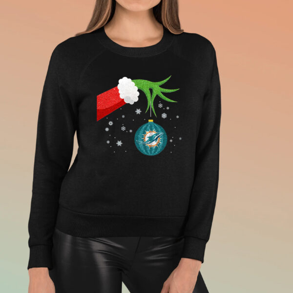 The Grinch Christmas Ornament Miami Dolphins Long Sleeve T-Shirt