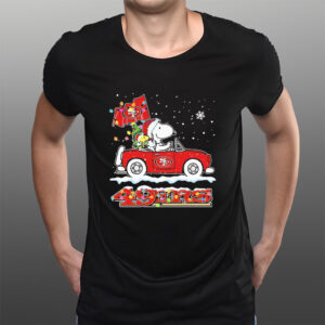 The Peanuts Snoopy And Woodstock Drive Car San Francisco 49ers Christmas T-Shirts