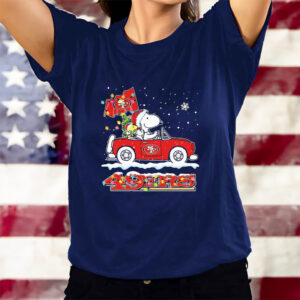 The Peanuts Snoopy And Woodstock Drive Car San Francisco 49ers Christmas T-Shirtt