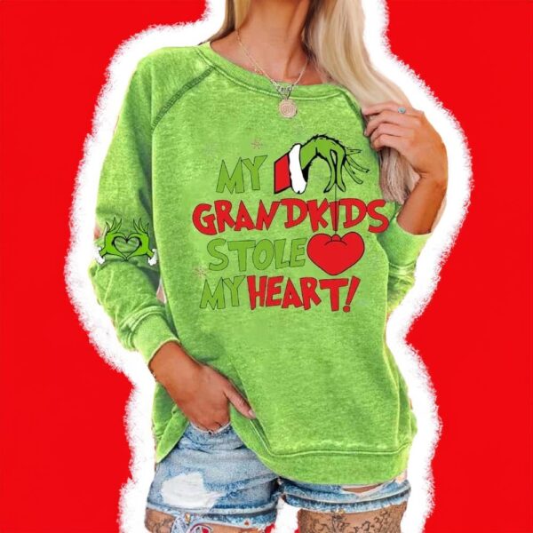 Women My Grandkids Stole My Heart Christmas Print Casual Sweatshirts