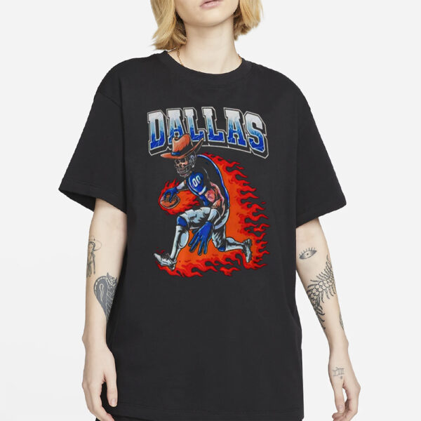 Cowboys Flaming Skeleton Player T-Shirt1