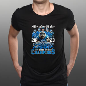 Detroit Lions All Fight All Heart All Us All Grit 2023 NFC North Division Champions T-Shirts