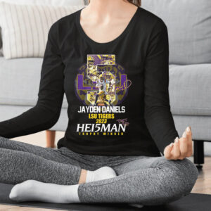 Jayden Daniels LSU Tigers 2023 Hei5man Trophy Winner Shirt1