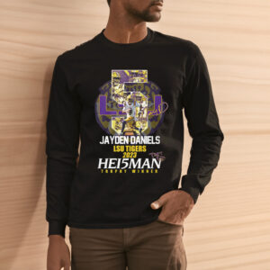 Jayden Daniels LSU Tigers 2023 Hei5man Trophy Winner Shirt3