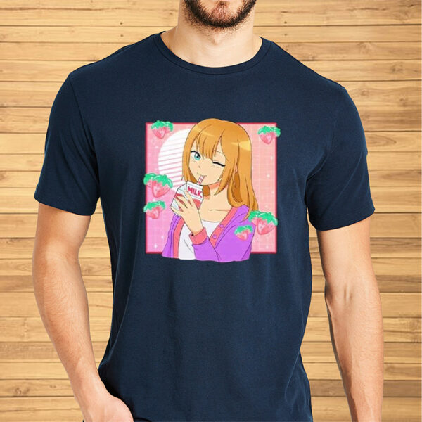 Kawaii Anime Girl Strawberry Milk T-Shirt2