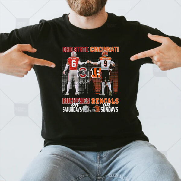 Ohio State Buckeyes On Saturdays Cincinnati Bengals On Sundays T-Shirts