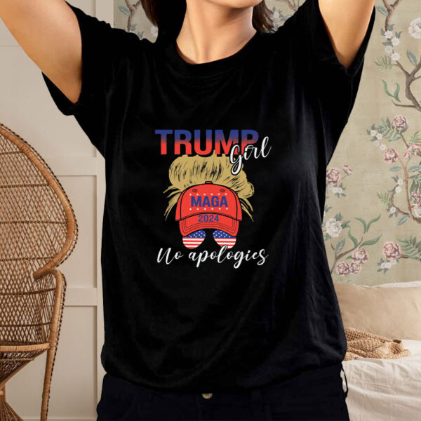 TRUMP GIRL NO APOLOGIES WOMEN'S BLACK TEE SHIRT1