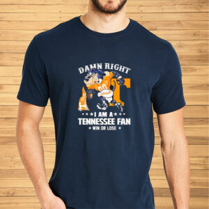 Tennessee Volunteers mascot damn right I am a Tennessee fan win or lose football shirt2