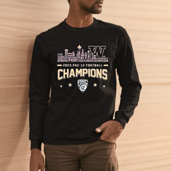 Washington Huskies Skyline Players Name 2023 PAC-12 Football Champions Shirts