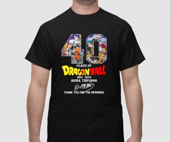 40 Years Of Dragon Ball 1984 2024 Akira Toriyama Signature Thank You For The Memories Shirt