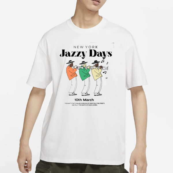 Demilade Wearing New York Jazzy Days T-Shirt