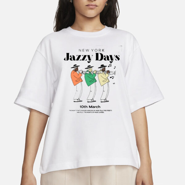 Demilade Wearing New York Jazzy Days T-Shirts